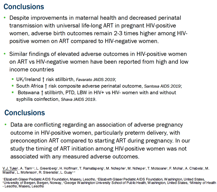 Adverse Pregnancy Outcomes Among Hiv Positive Women In The Era Of Universal Antiretroviral Therapy Art Remain Elevated Compared With Hiv Negative Women In Lesotho